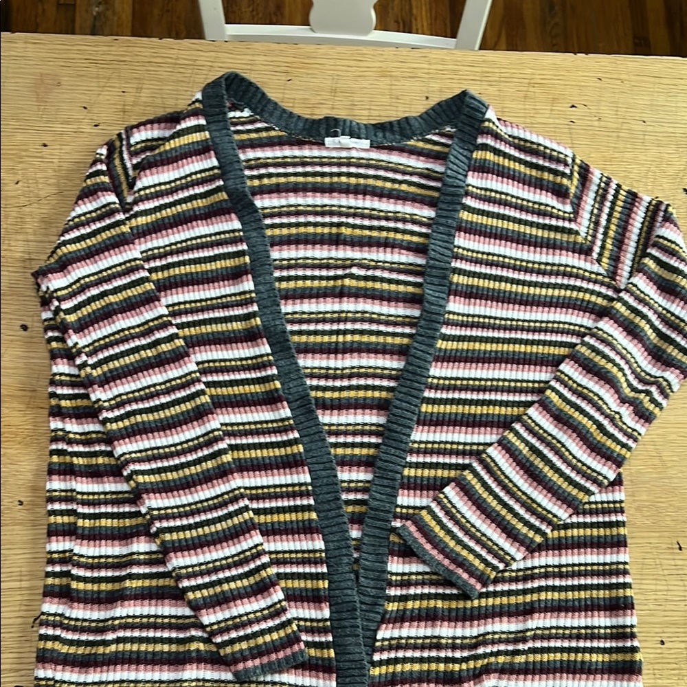 Striped Open Cardigan